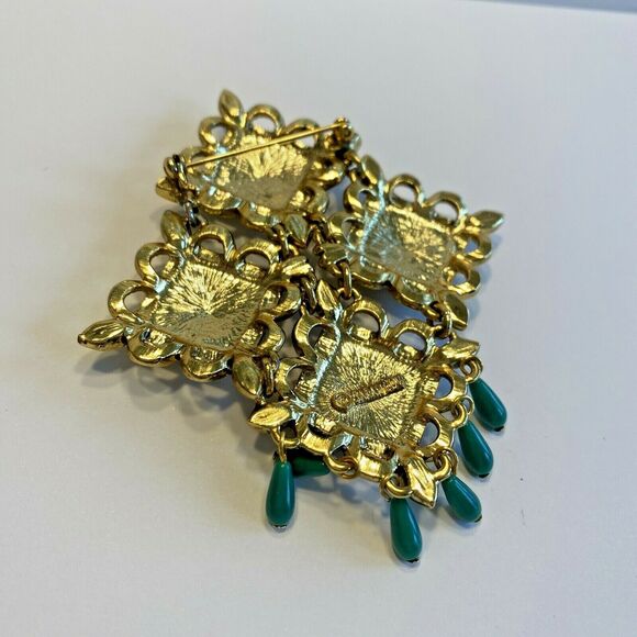 Sarah Coventry Moghul Temple Lights Brooch gold & colorful rhinestones statement - Picture 4 of 5